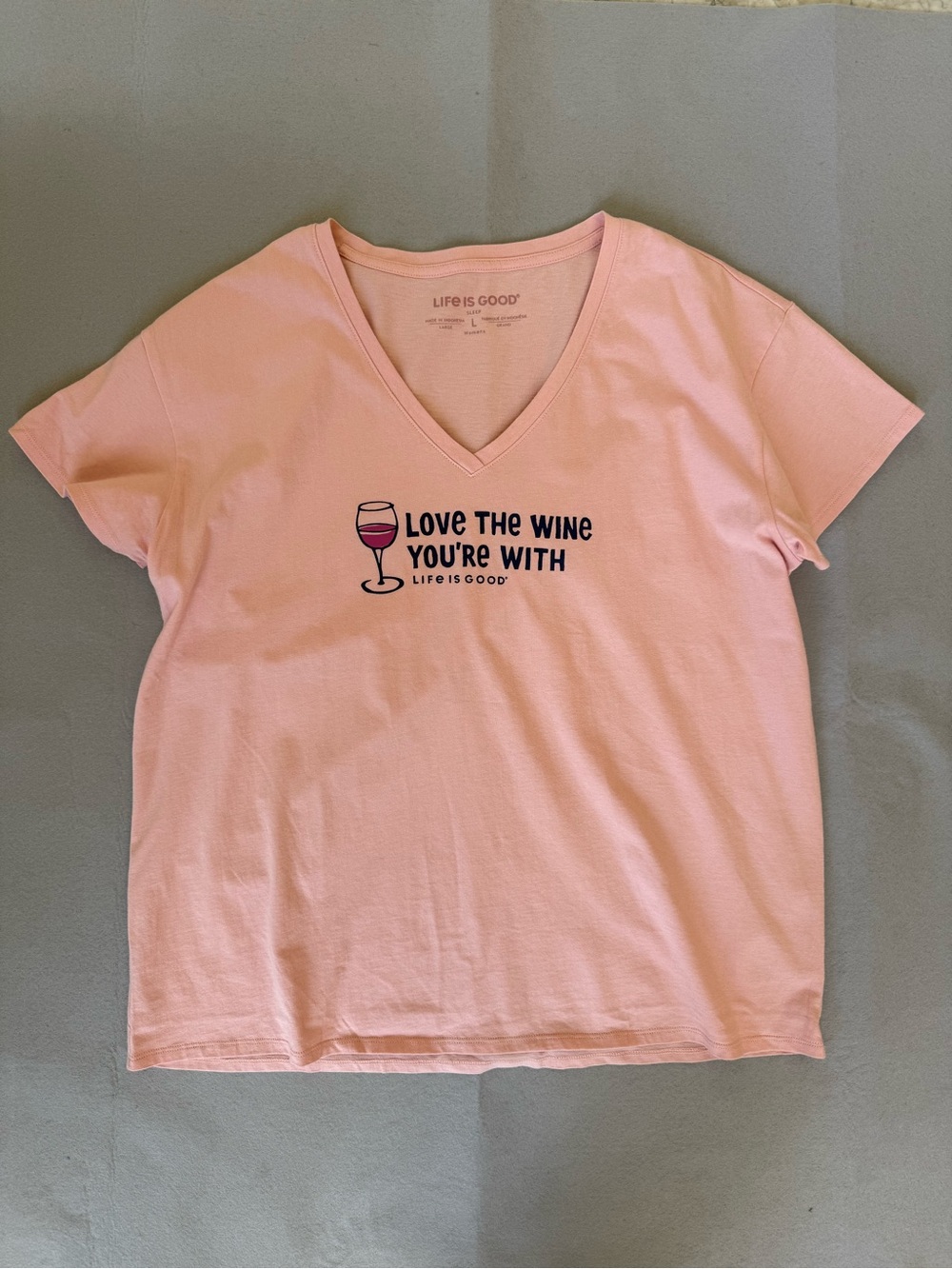 Life Is Good Love the Wine You’re With Women’s V-Neck Crusher Tee - Size L
